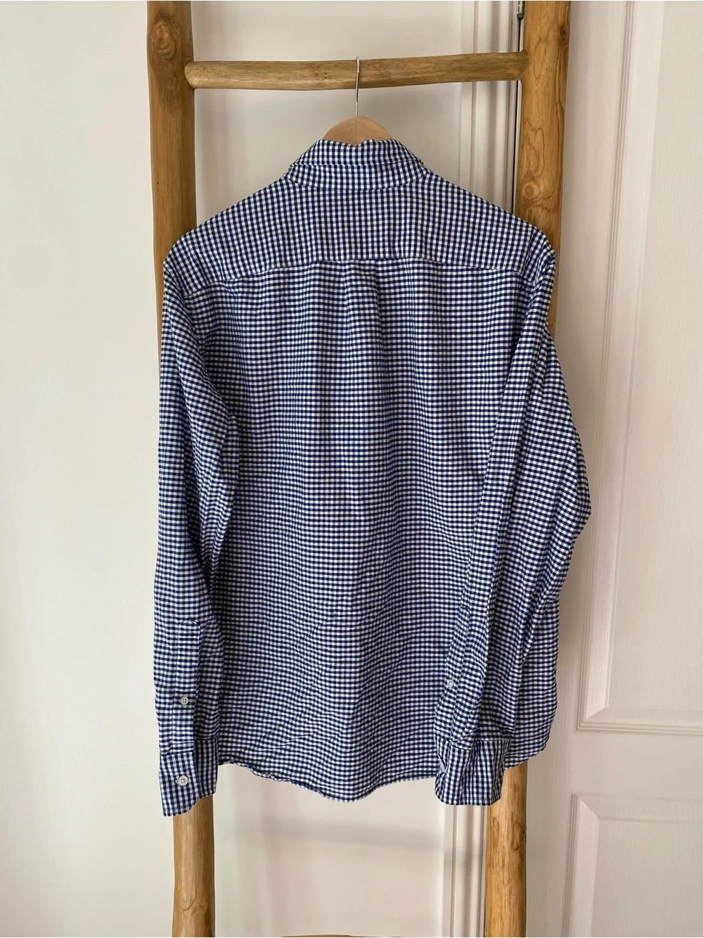 J. Crew Flex Navy & White Gingham Long Sleeve Button-Down Casual Shirt Sz Large